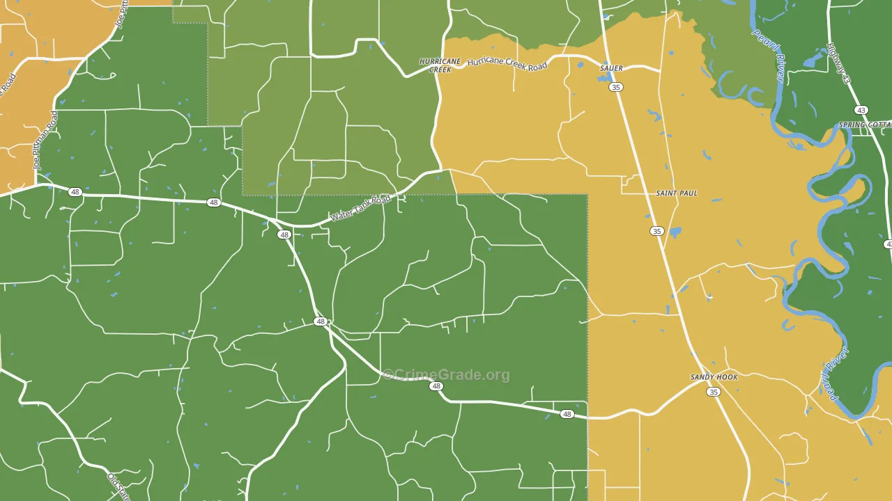 Sandy Hook, MS Map of Assault Rates