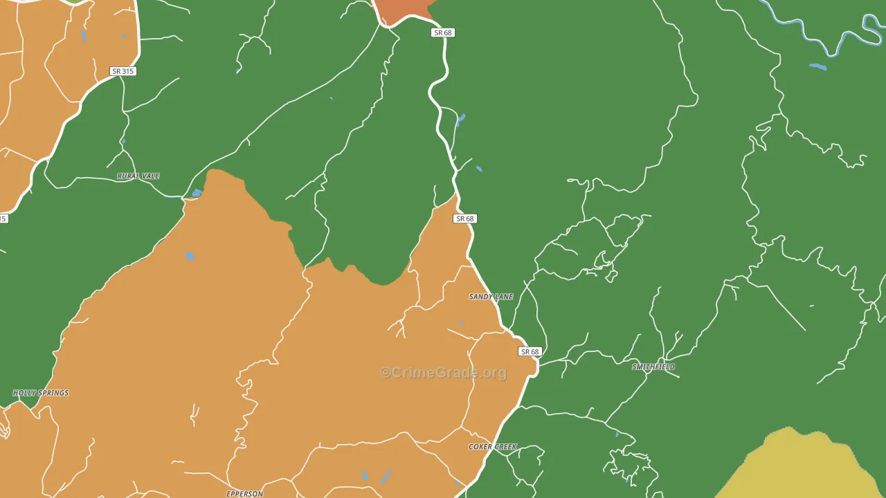 Sandy Lane, TN Map of Assault Rates