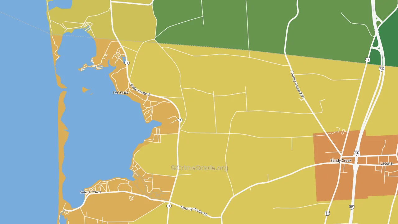 Sandy Pond, NY Map of Assault Rates