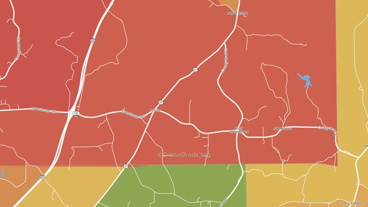 Sandy Ridge, AL Map of Assault Rates