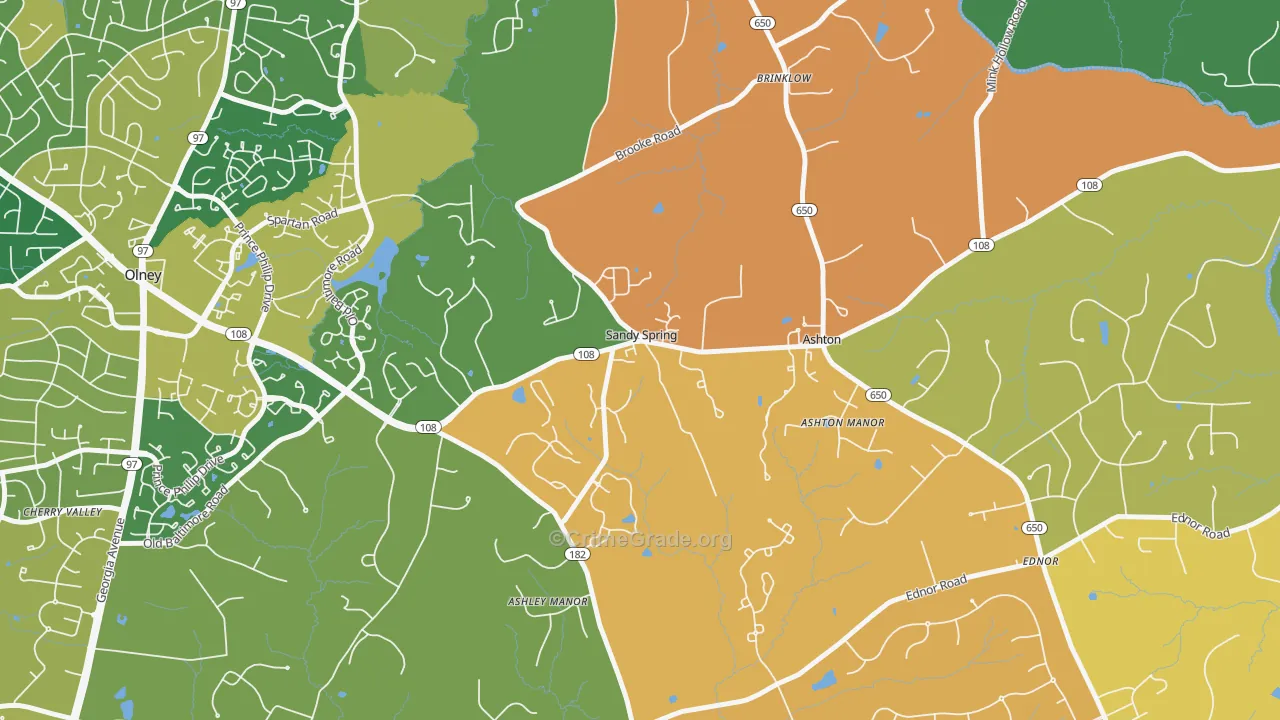 Sandy Spring, MD Map of Assault Rates