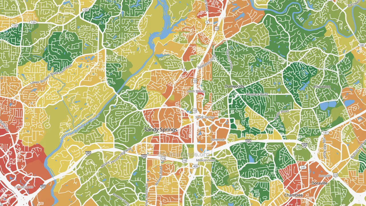 Sandy Springs, GA Map of Assault Rates