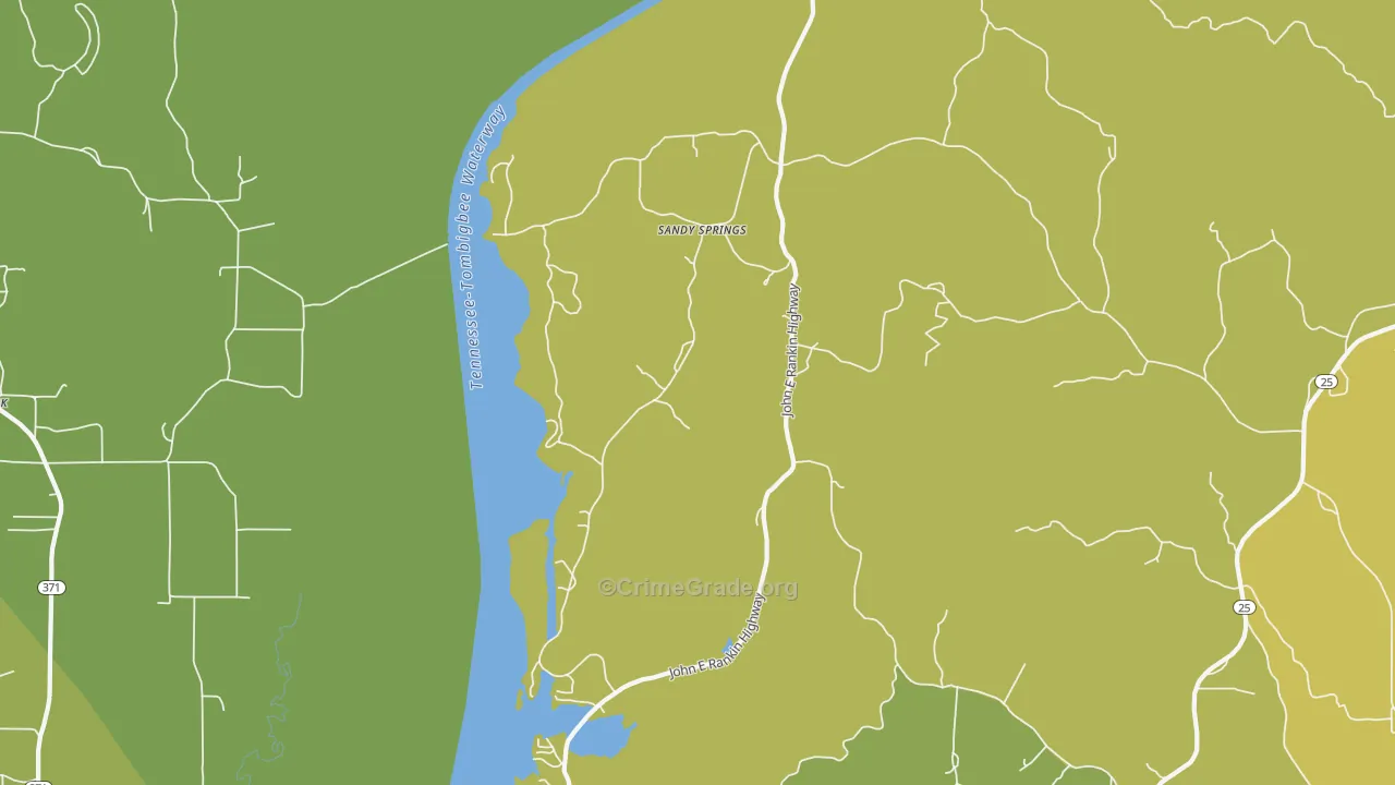 Sandy Springs, MS Map of Assault Rates