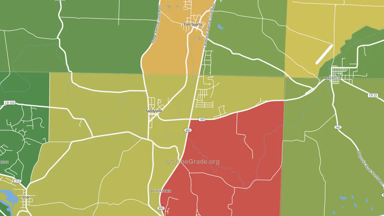 Sandyville, OH Map of Assault Rates