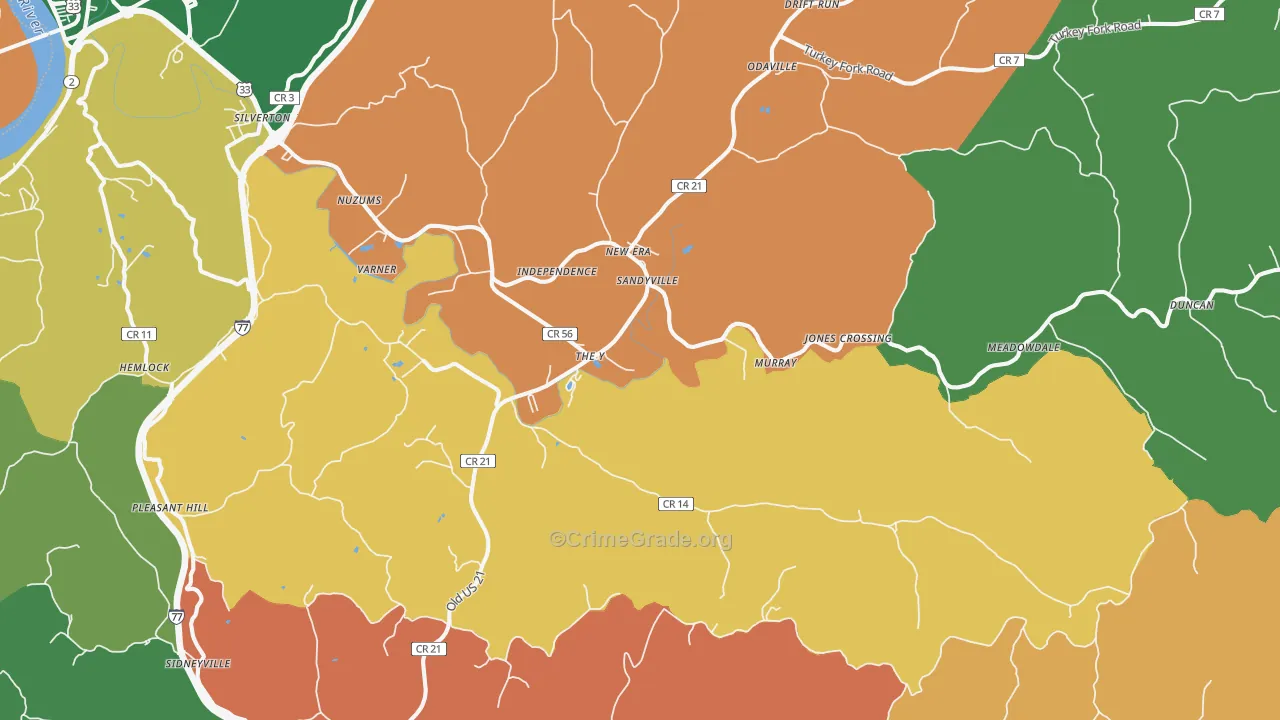 Sandyville, WV Map of Assault Rates