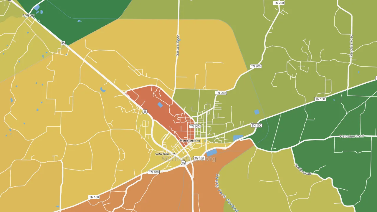 Sanford Hill, TN Map of Assault Rates