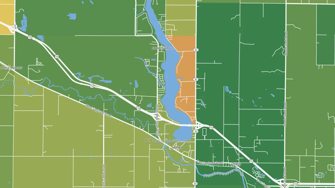 Sanford, MI Map of Assault Rates