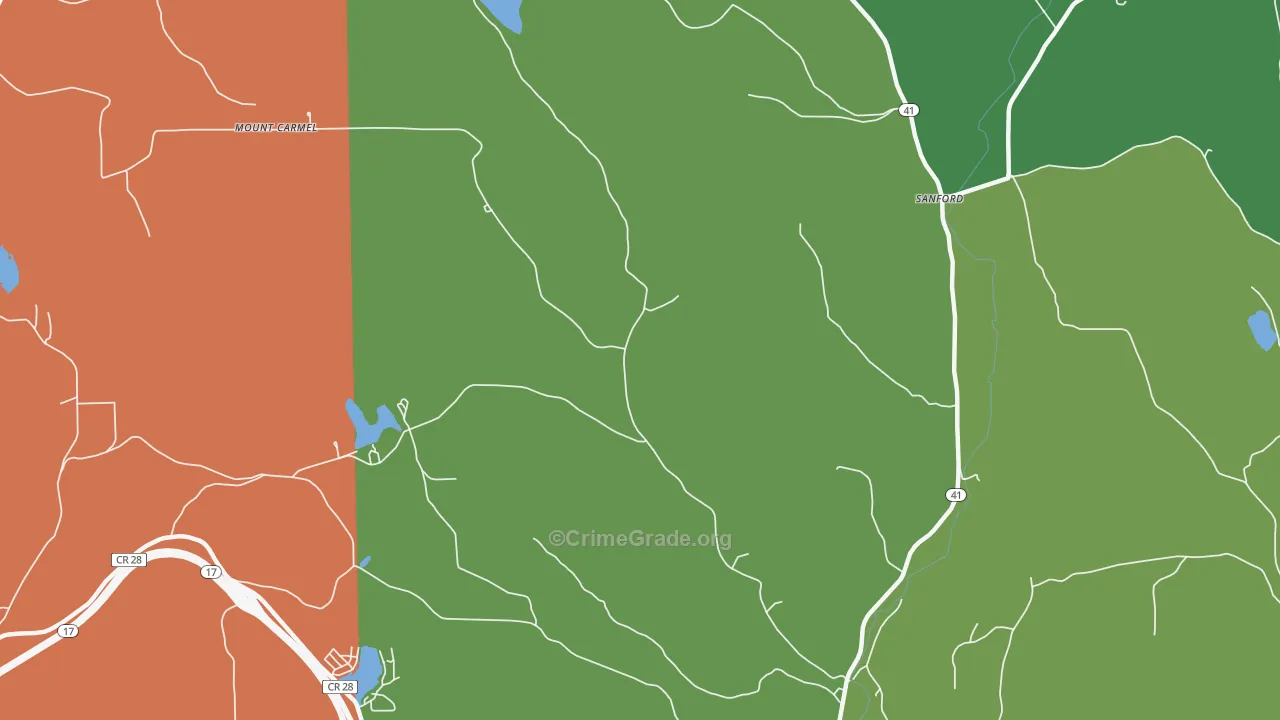 Sanford, NY Map of Assault Rates