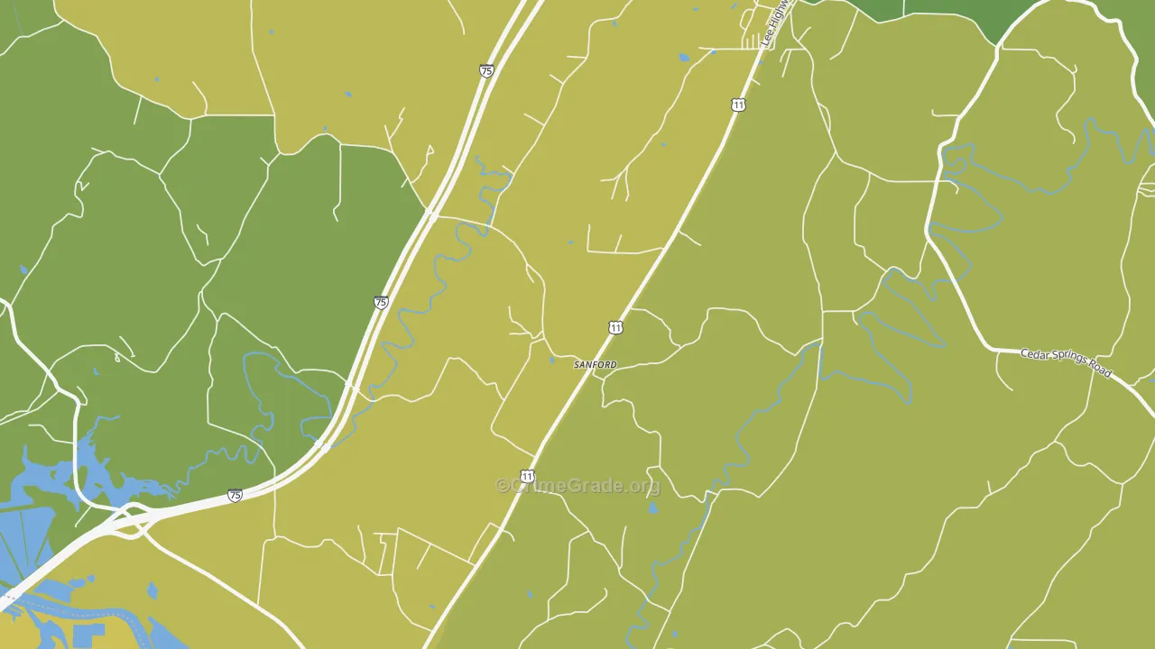 Sanford, TN Map of Assault Rates