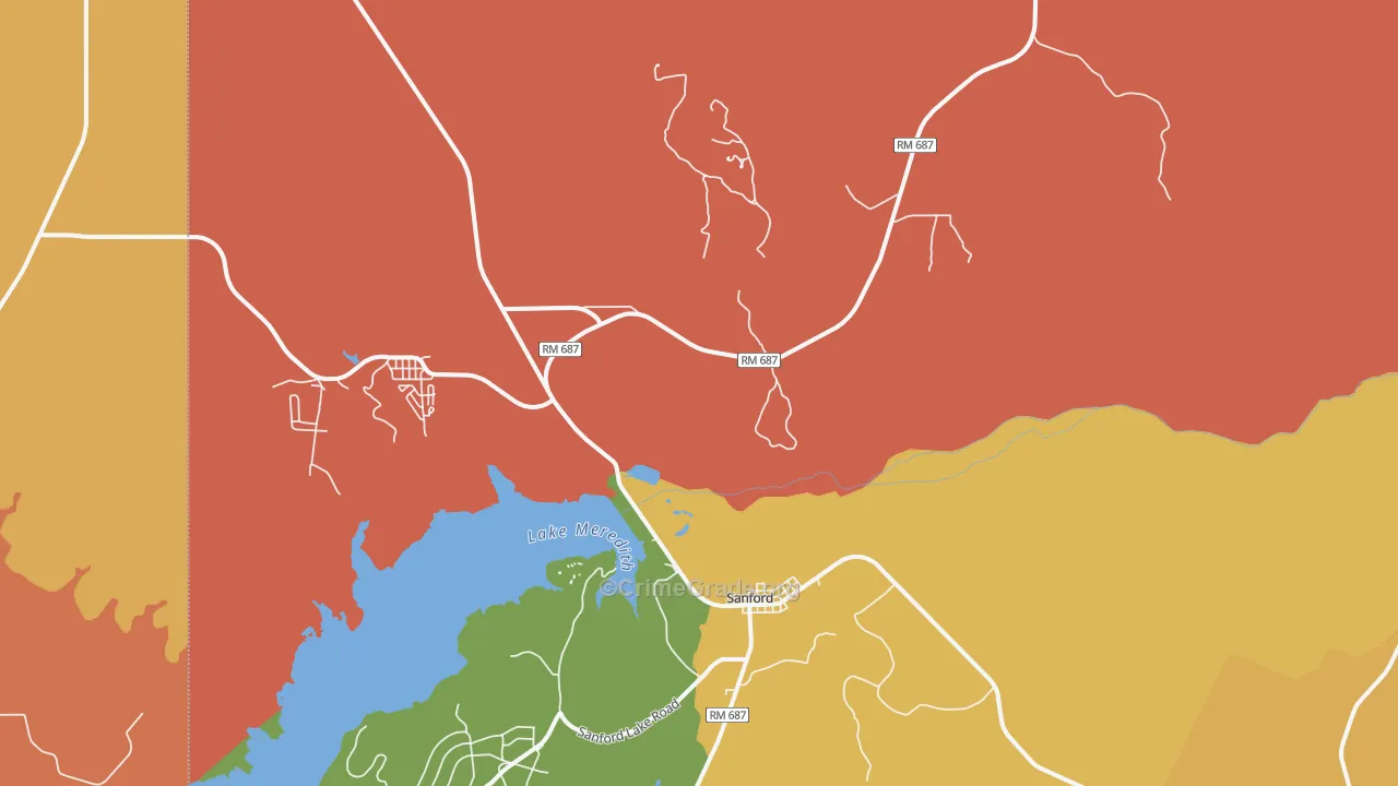 Sanford, TX Map of Assault Rates