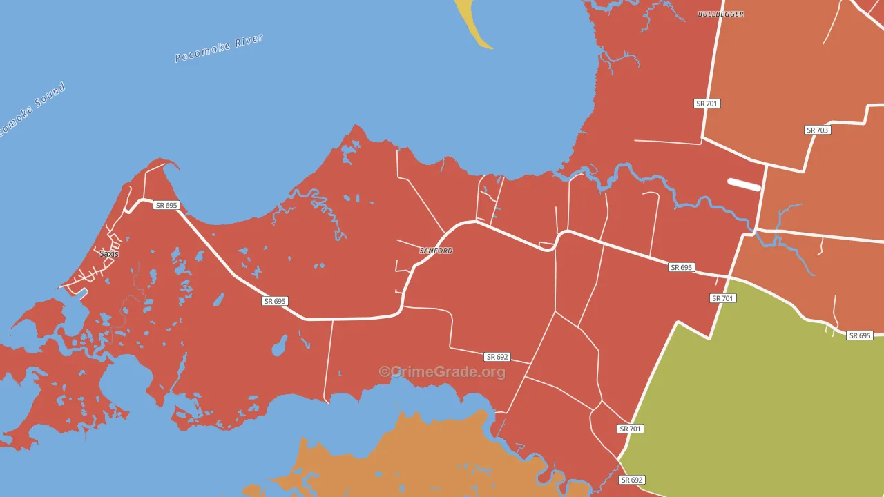 Sanford, VA Map of Assault Rates