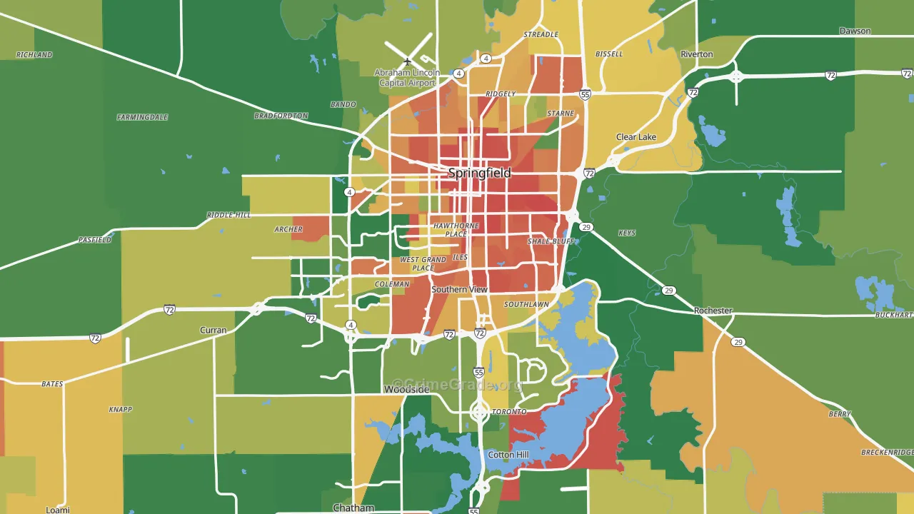 Sangamon County, IL Map of Assault Rates