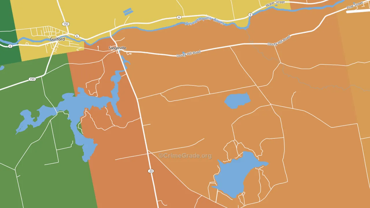 Sangerville, ME Map of Assault Rates