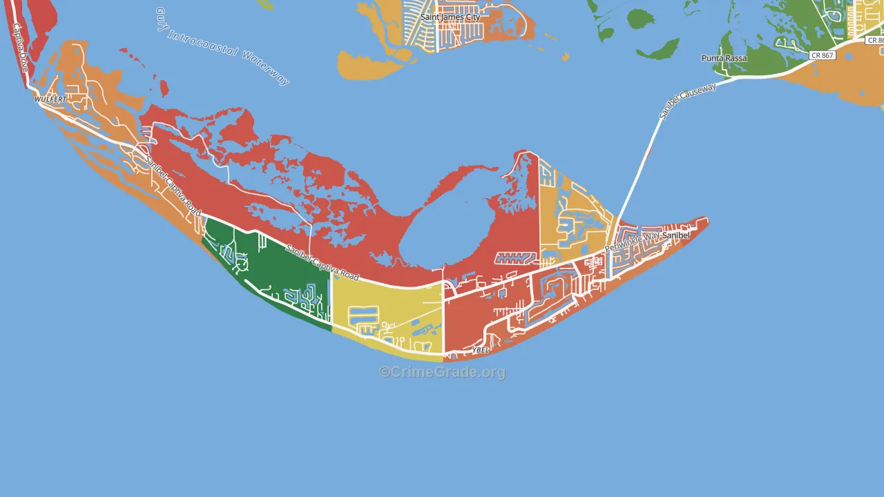 Sanibel, FL Map of Assault Rates