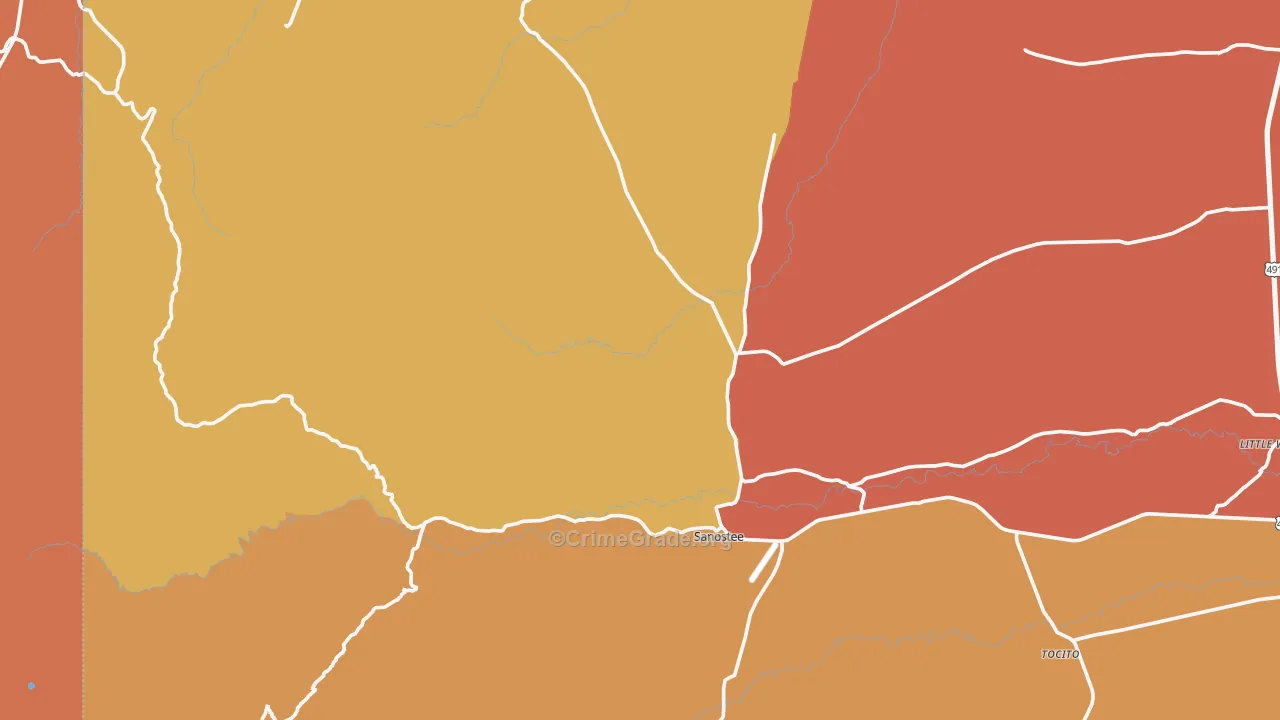 Sanostee, NM Map of Assault Rates