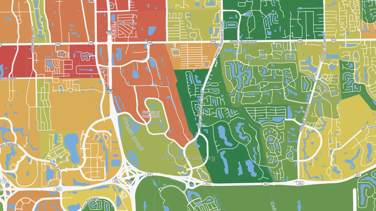 Sans Pareil, Jacksonville, FL Map of Assault Rates
