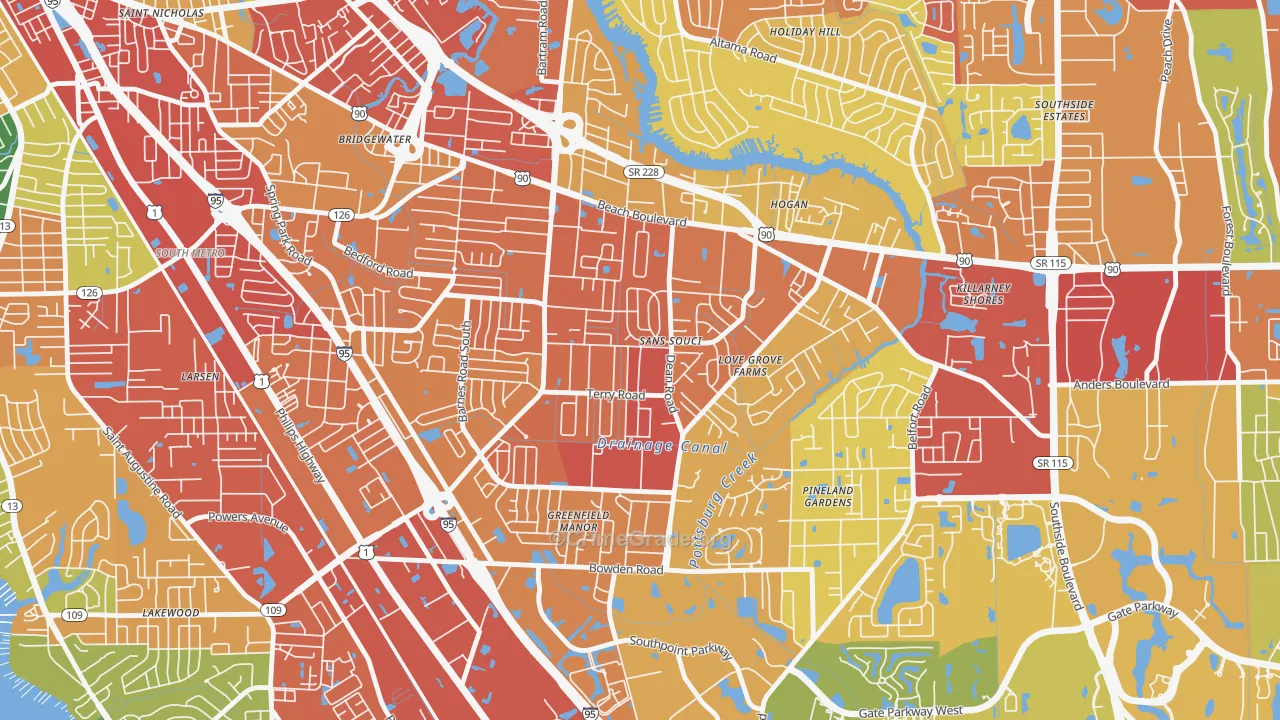 Sans Souci, Jacksonville, FL Map of Assault Rates