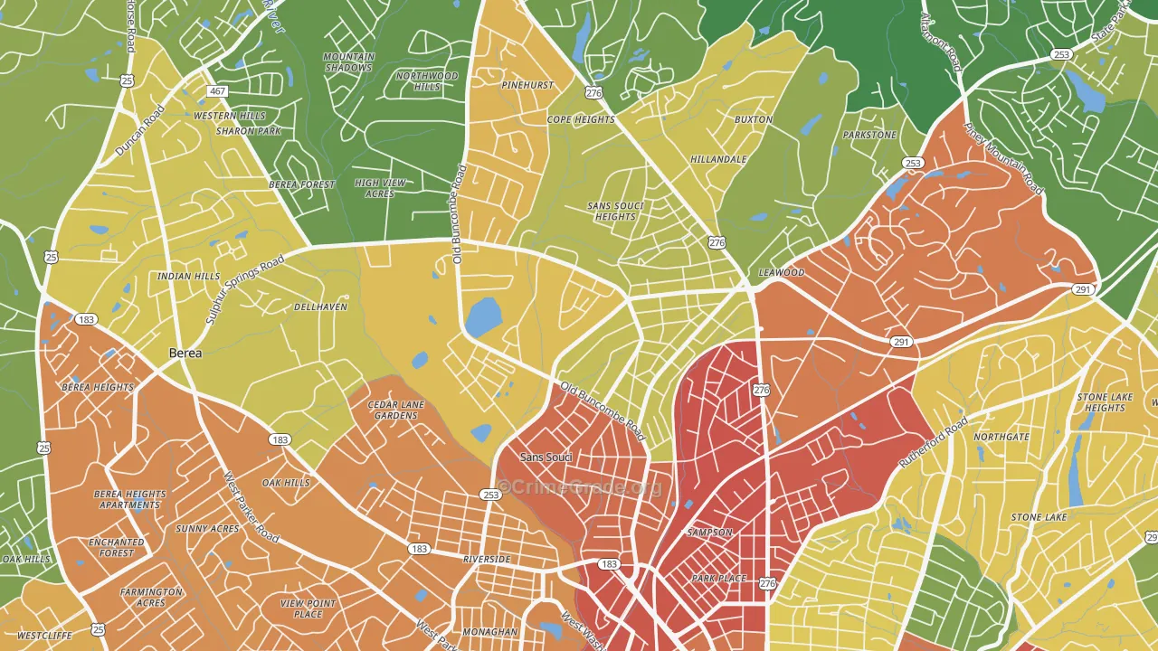 Sans Souci, SC Map of Assault Rates