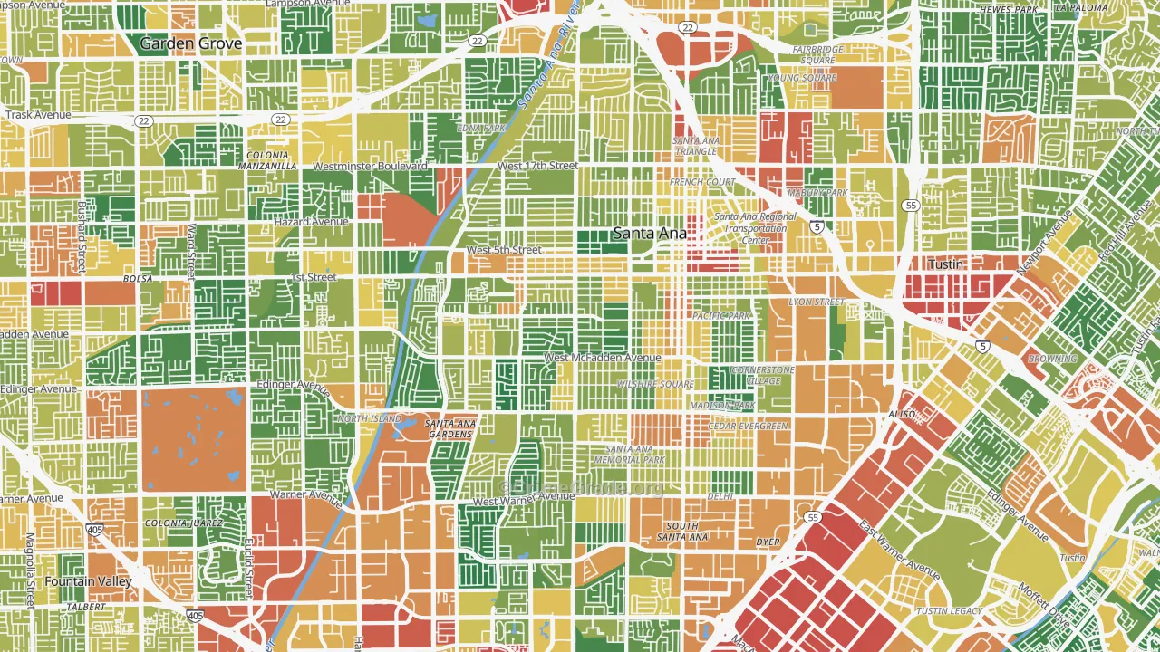 Santa Ana, CA Map of Assault Rates