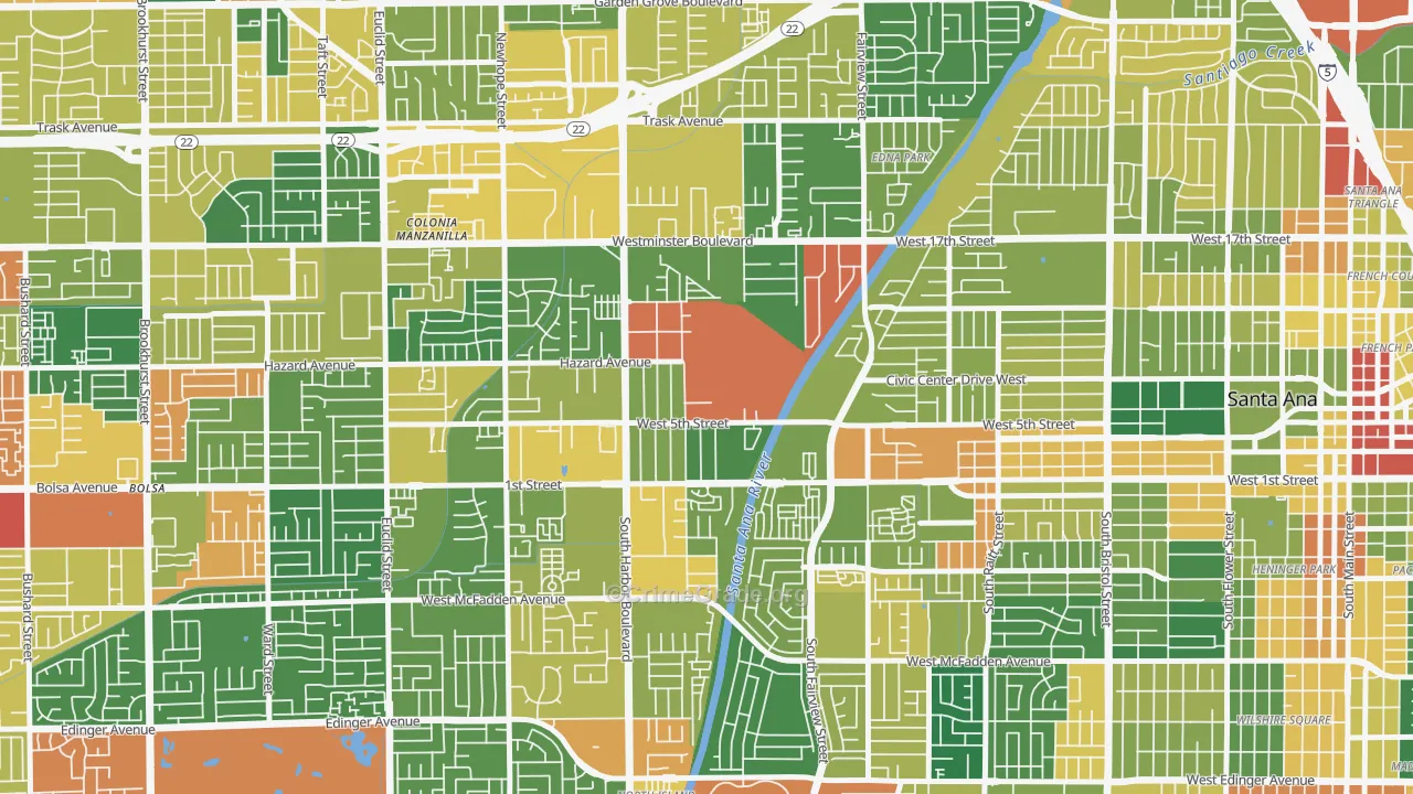 Santa Anita, Santa Ana, CA Map of Assault Rates