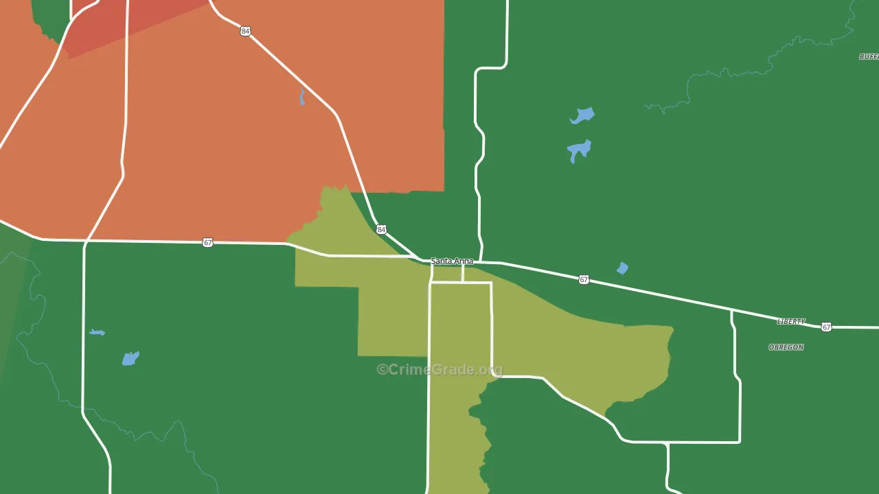 Santa Anna, TX Map of Assault Rates