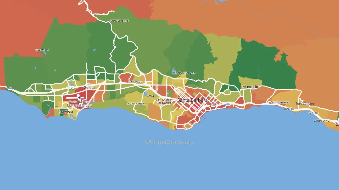 Santa Barbara, CA Map of Assault Rates