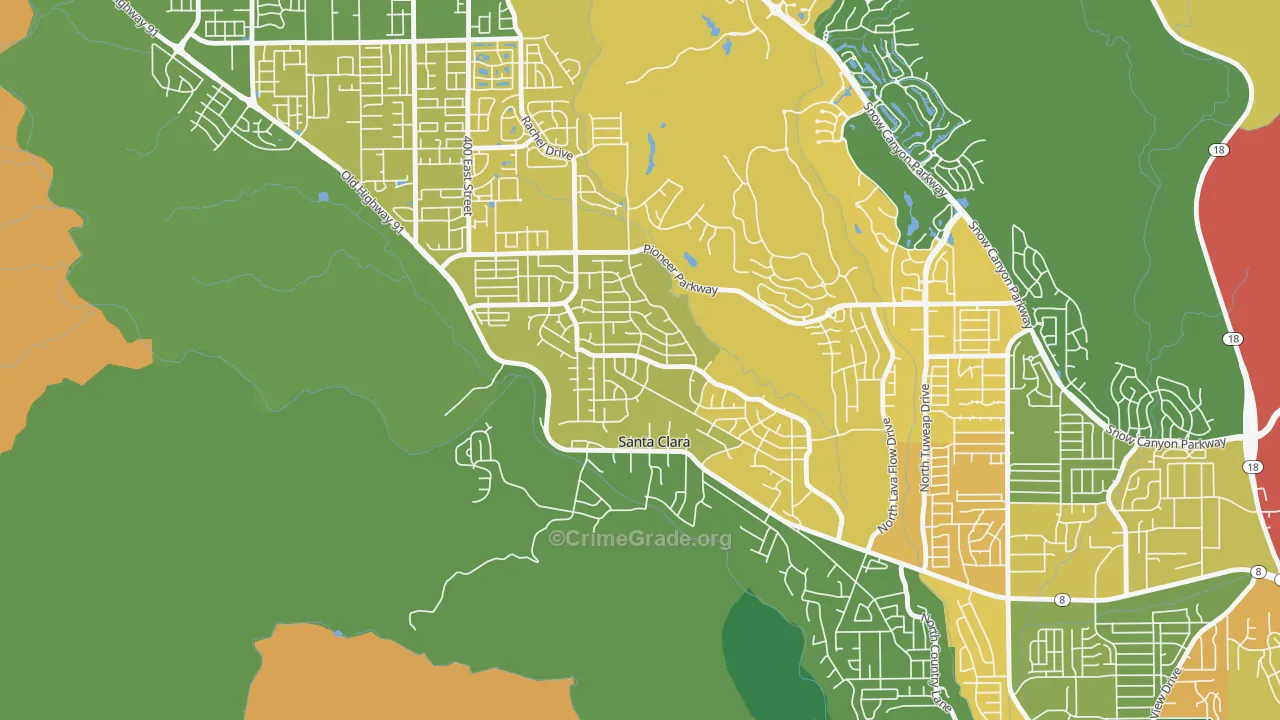 Santa Clara Heights, Santa Clara, UT Map of Assault Rates