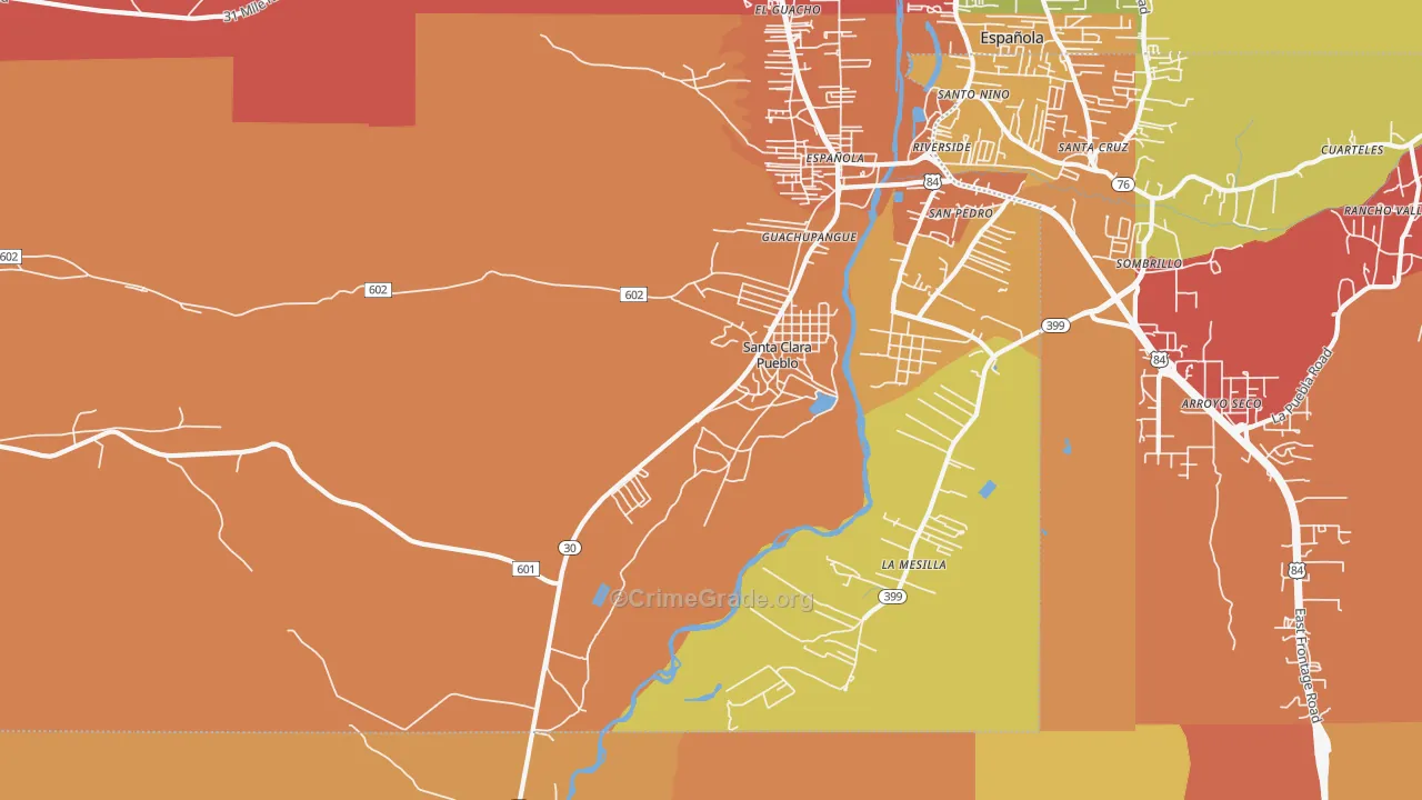 Santa Clara Pueblo, NM Map of Assault Rates