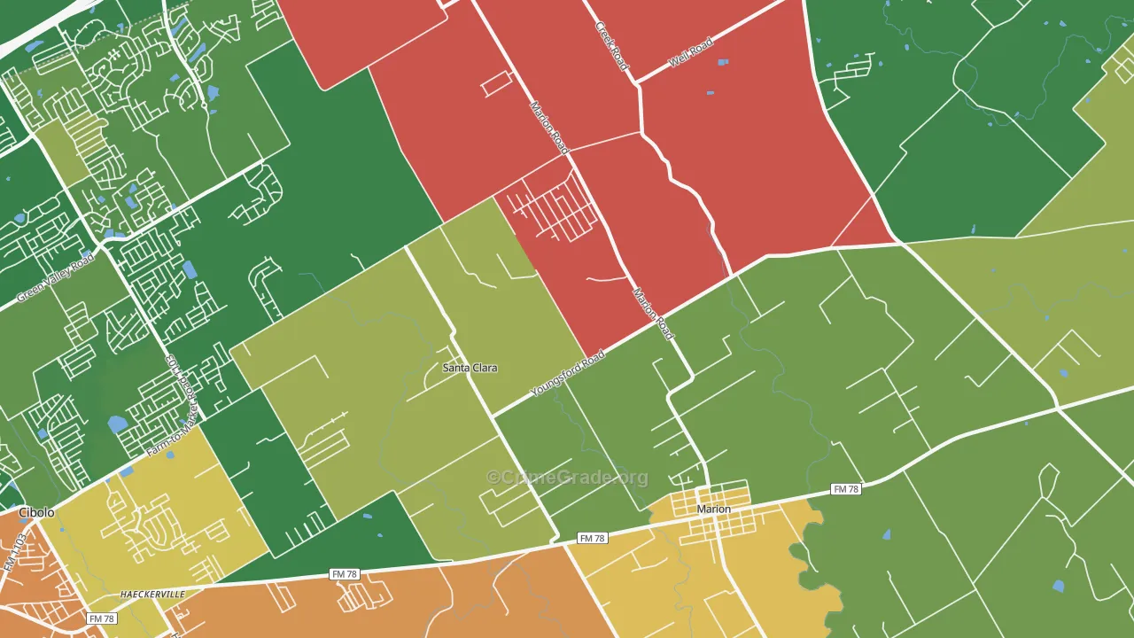 Santa Clara, TX Map of Assault Rates