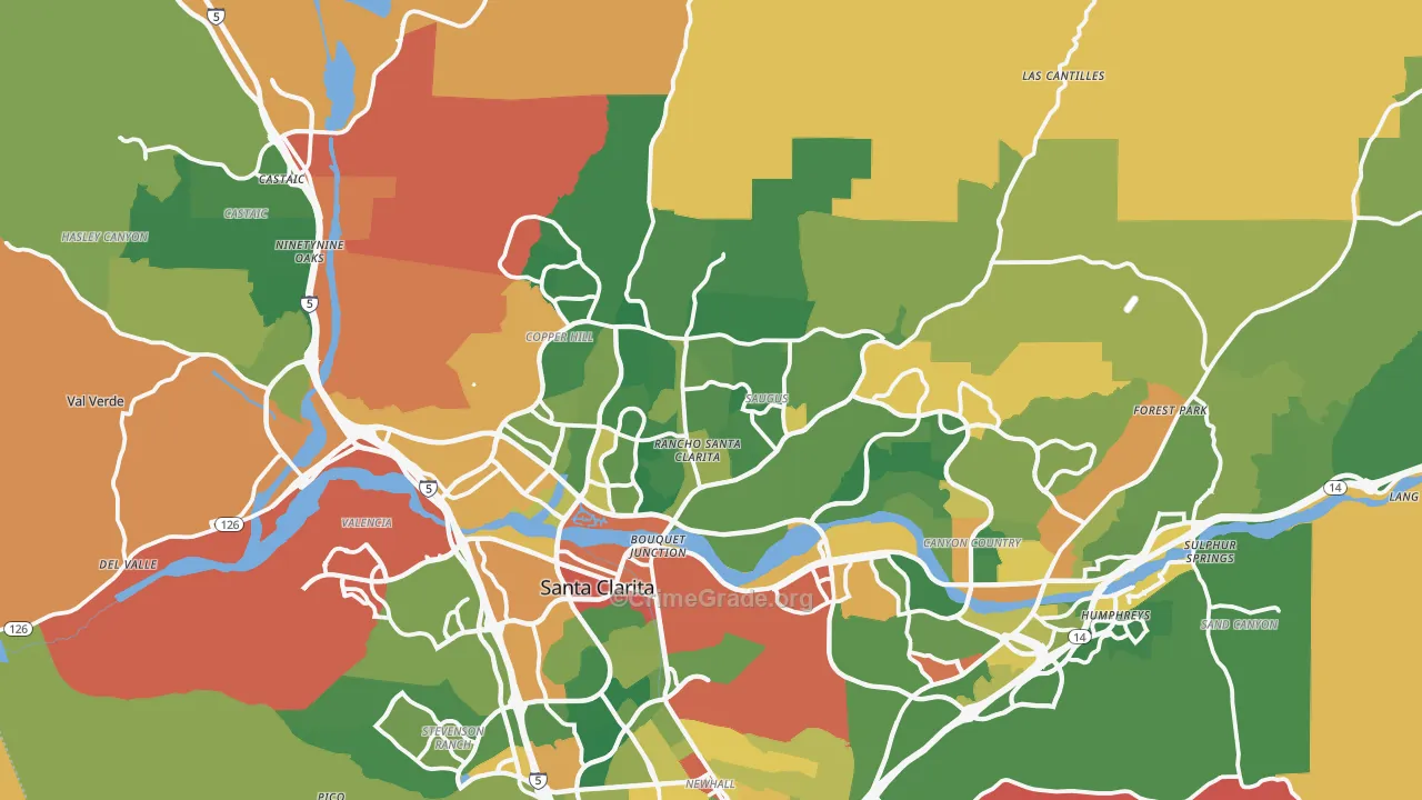 Santa Clarita, CA Map of Assault Rates