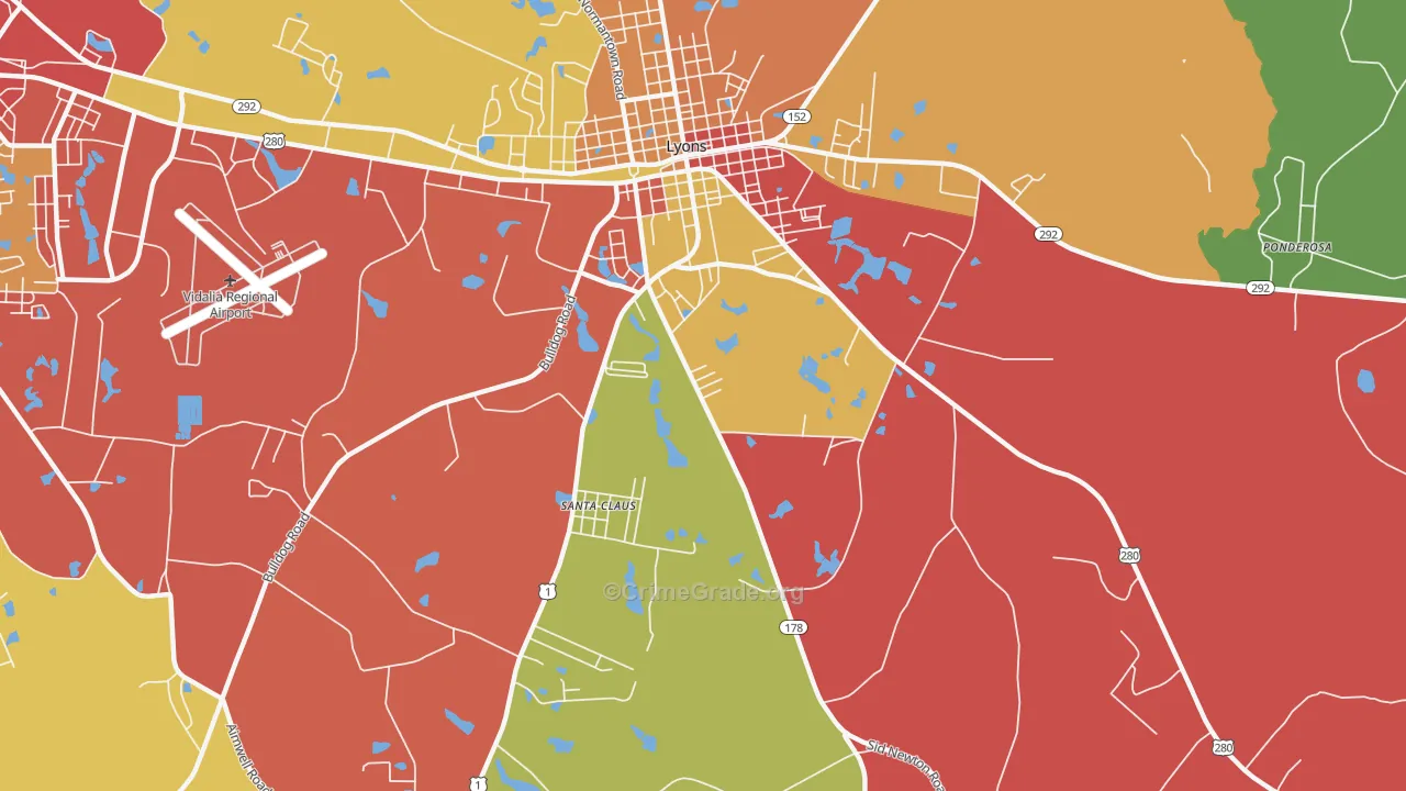 Santa Claus, GA Map of Assault Rates