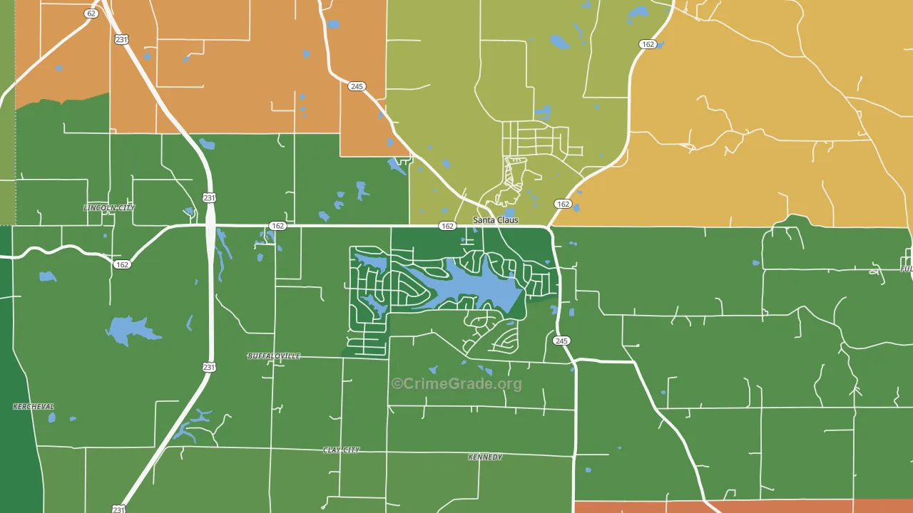 Santa Claus, IN Map of Assault Rates