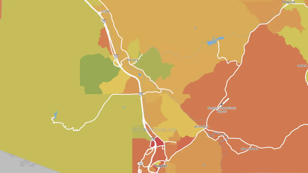 Santa Cruz County, AZ Map of Assault Rates