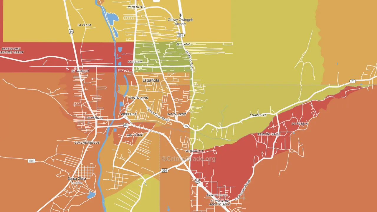 Santa Cruz, NM Map of Assault Rates
