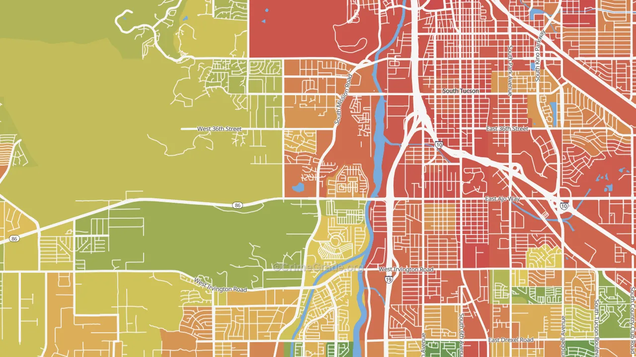 Santa Cruz Southwest, Tucson, AZ Map of Assault Rates
