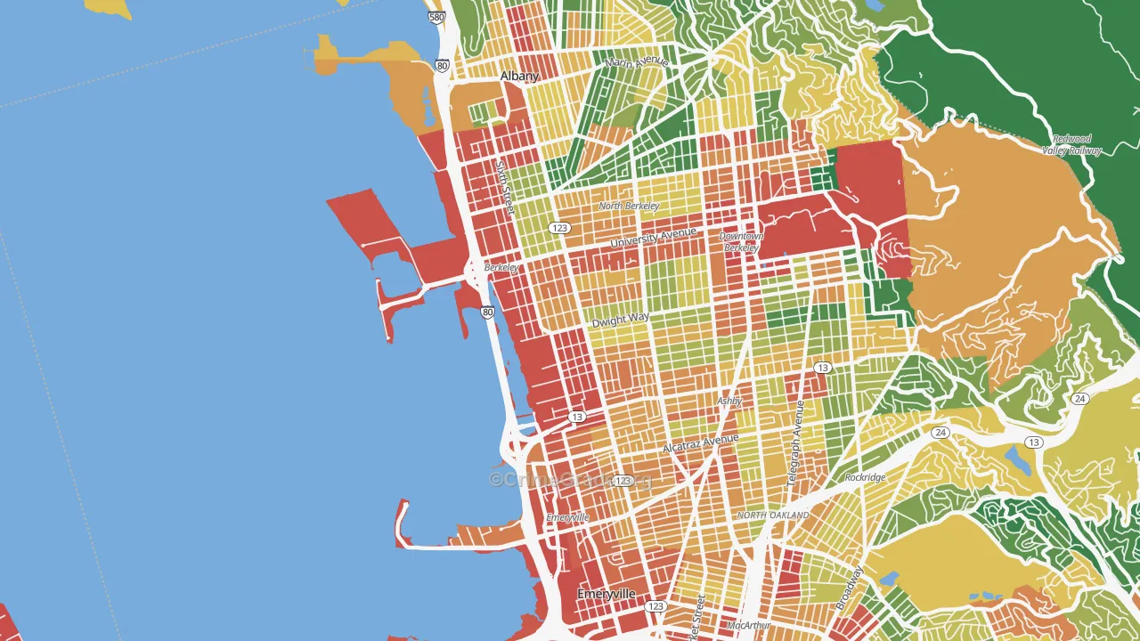 Santa Fe, Emeryville, CA Map of Assault Rates