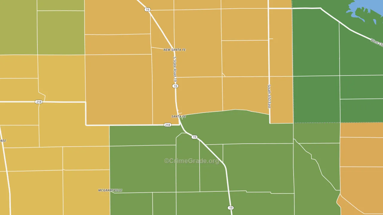 Santa Fe, IN Map of Assault Rates