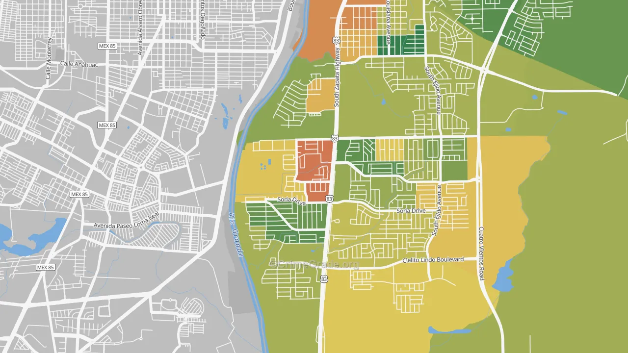 Santa Fe, Laredo, TX Map of Assault Rates