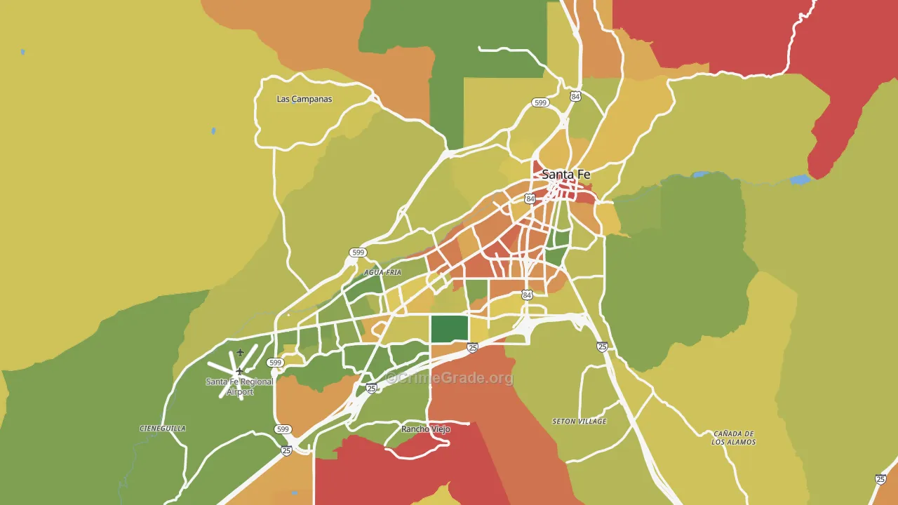 Santa Fe, NM Map of Assault Rates
