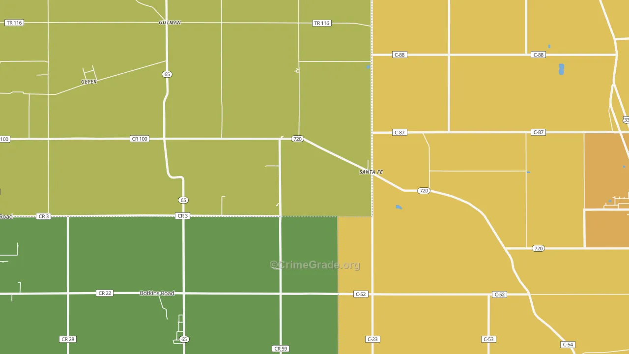 Santa Fe, OH Map of Assault Rates