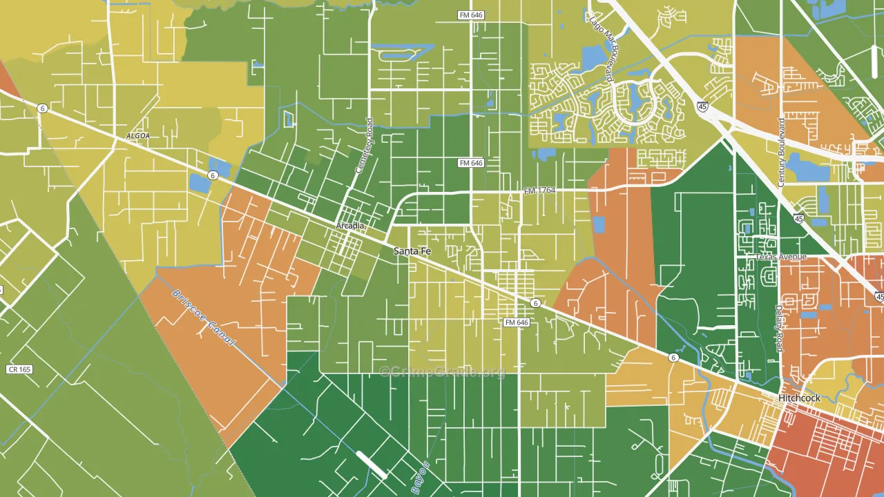 Santa Fe, TX Map of Assault Rates