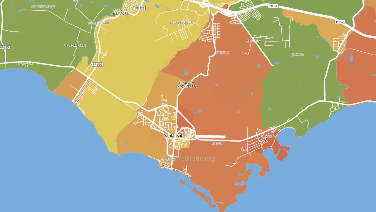 Santa Isabel, PR Map of Assault Rates