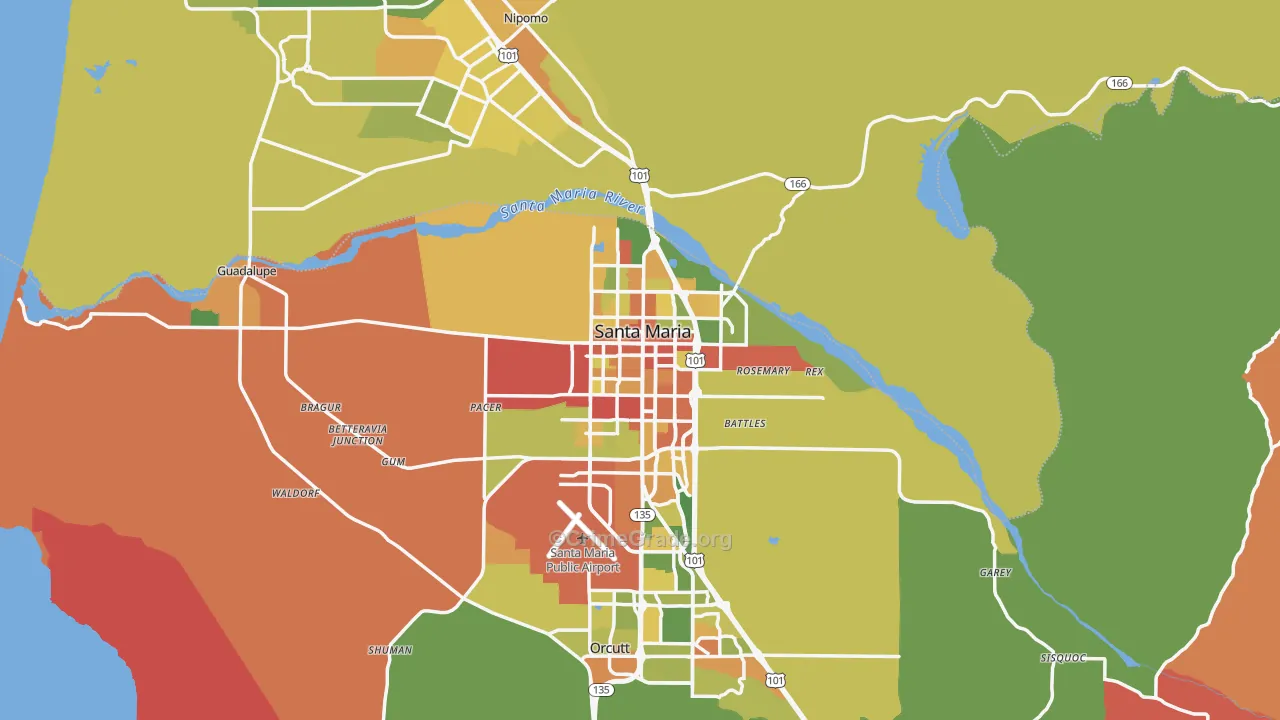 Santa Maria, CA Map of Assault Rates