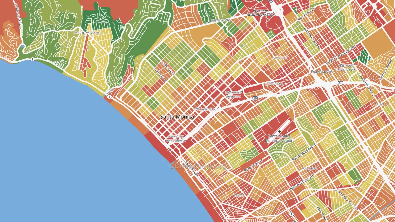 Santa Monica, CA Map of Assault Rates