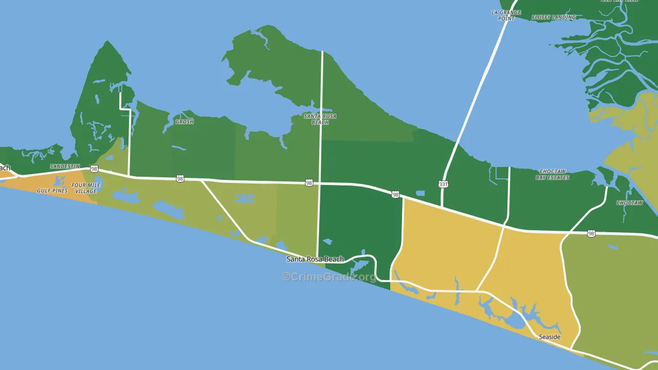 Santa Rosa Beach, FL Map of Assault Rates