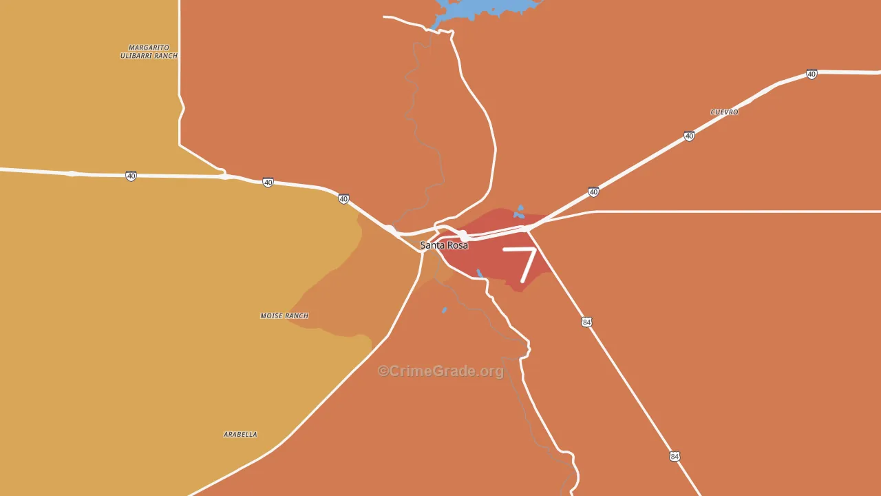 Santa Rosa, NM Map of Assault Rates