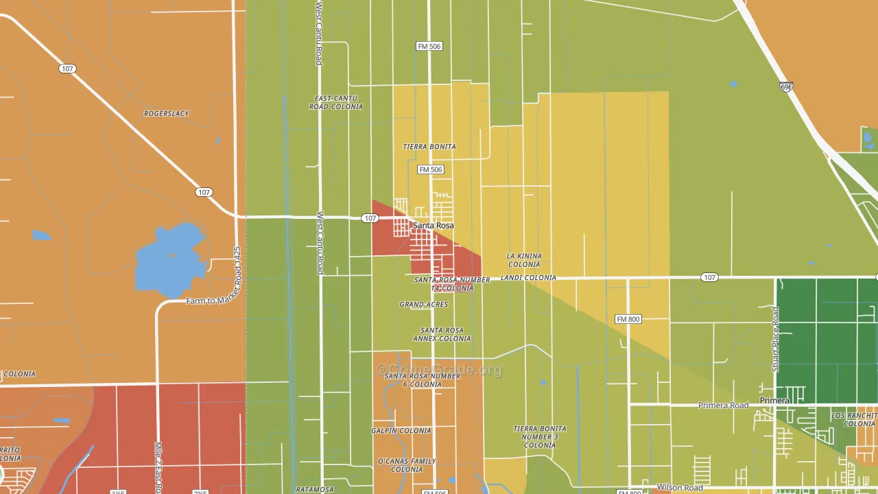 Santa Rosa, TX Map of Assault Rates