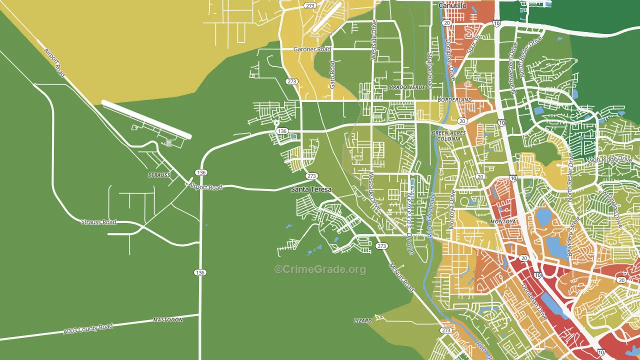 Santa Teresa, NM Map of Assault Rates