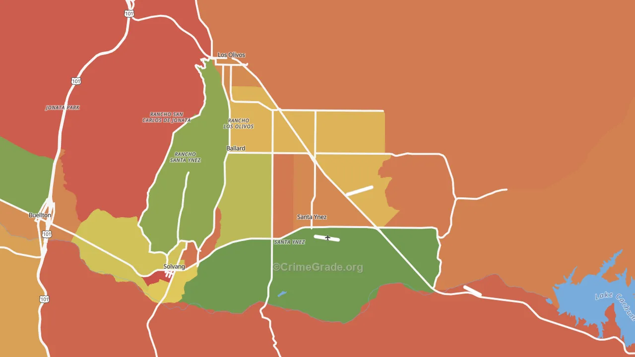 Santa Ynez, CA Map of Assault Rates