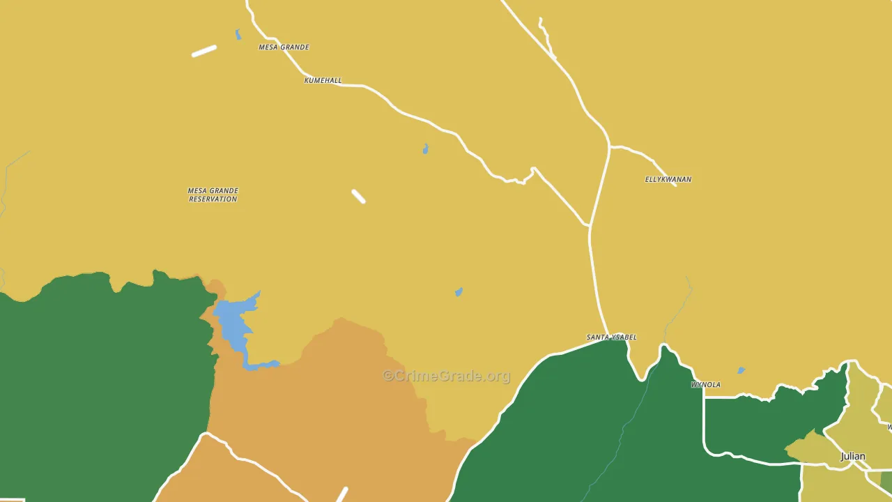 Santa Ysabel, CA Map of Assault Rates